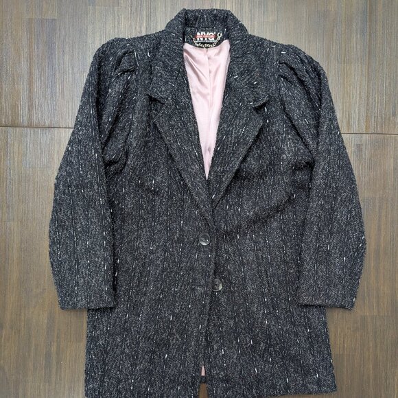 New York Girl | NYG | Vintage 1980's Speckled Wool Double Breasted Pea Coat - Picture 2 of 8